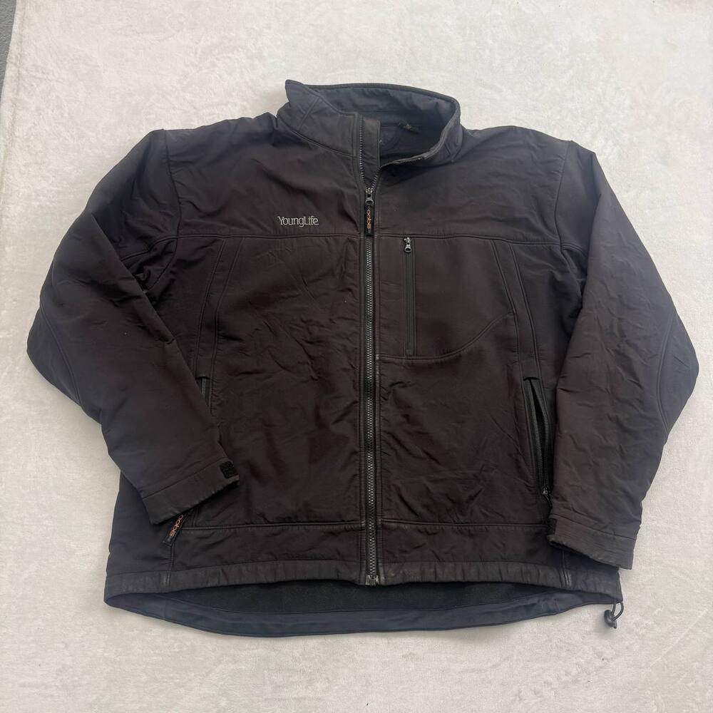 Oobe Young Life Men's Black Full Zip Softshell Jacket Size L Fleece Lined